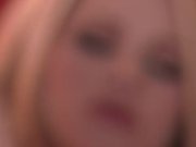 Blond beauty on red velvet couch 16/16