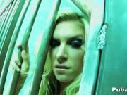 Touching her pussy behind bars 1/16