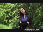 Eva takes cash for sex in the woods