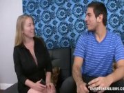 Slutty MILF jerking guys dick 3/16