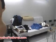 Backstage with stunning brunette in stockings 14/16