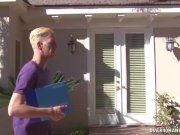 Huge-Titted Blonde Strokes A Young Guy's Cock 1/16