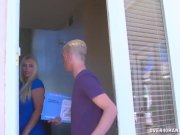 Huge-Titted Blonde Strokes A Young Guy's Cock 3/16