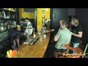 Blonde sucks boners in club