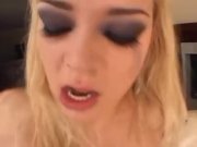 Anal play in purple fishnets and gloves 9/16