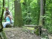 Claudie tied-up in the forest and fucked 2/16