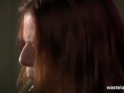 Ginger sex slave gagging on an inserted dildo 15/16