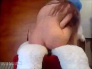 Webcam Teen Riding Toy Bear With Strap-on  15/16