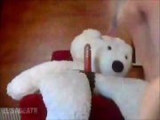 Webcam Teen Riding Toy Bear With Strap-on  8/16