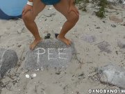 Pee and creampie fun at the beach 1/16