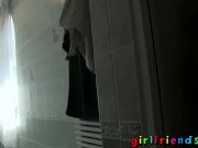 Girlfriends kissing in public then shower sex 8/16