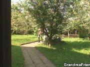 Granny swallows two cocks at once 2/16