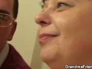 Two buddies seduce old mature plumper 1/16