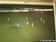 Granny football fan swallows two cocks 1/16