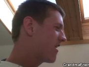 Blonde grandma takes two big cocks at once 11/16