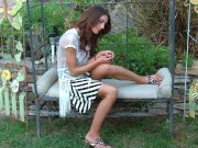 Busty coed August Ames trembles with orgasm 3/16