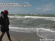 Slutwife dogging at stormy beach 1/16