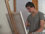 Two horny dudes fuck old bitch 2/16