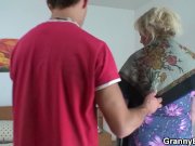 Moaning grandma rides young meat 7/16