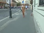 Blonde babe jenny naked on public street 15/16