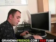 Granma sucks and fucks two cocks 1/16