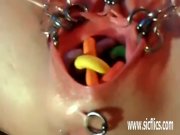 Extremely bizarre pierced vaginal insertions 2/16