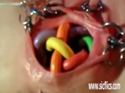 Extremely bizarre pierced vaginal insertions 3/16
