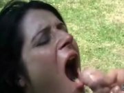 Hooligan blonde puts brunette to suck dick