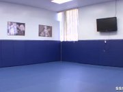 Naughty blonde gets a sexy naked workout  3/16