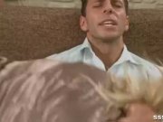 Blonde babe in stockings rides hard cock 7/16