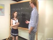 Cute schoolgirl jerks off her teacher 7/16