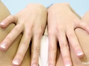 Dani gives a close-up view of her pussy 3/16