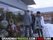 Two buddies pick up oldie and bang her hard 1/16