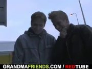 Two buddies pick up oldie and bang her hard 2/16