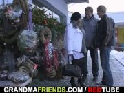 Two buddies pick up oldie and bang her hard 4/16