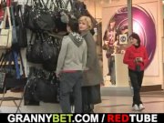 Old bitch jumps on young cock 1/16