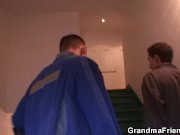 Old women pleases two repairmen 2/16