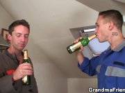 Old women pleases two repairmen 9/16