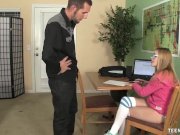 Blonde teen handjob 4/16