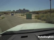 Porta Gloryhole girl swallows cum under a bri 2/16