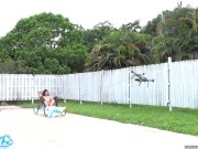 lesbian teen threesome play tug a war with a drone pulling college pussy 5/16