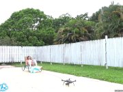 lesbian teen threesome play tug a war with a drone pulling college pussy 7/16