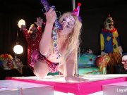 Clown Leya Falcon plays with a big purple dildo 5/16