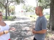 Busty Brunette BBW Charlotte Angel Shakes Her Tits Jogging 3/16