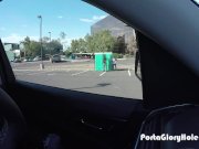 Latina swallows cum in parking lot gloryhole