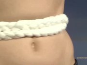 Petite bondage slave obedient to pain performs submission blowjob tiedup 5/16