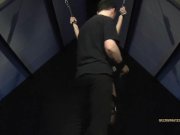 Petite bondage slave obedient to pain performs submission blowjob tiedup 6/16