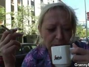 Busty old granny picked up by young stud 2/16