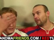 Old bitch has to get fucked by two men 7/16