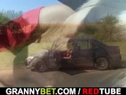 Car driver bangs old whore 10/16